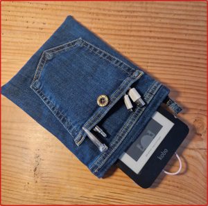 Navy Denim Blue Cotton - booksleeve / beschermhoes voor ereader en pocketbook